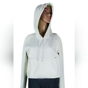 Nike White Faux Leather Pull-Over Jacket